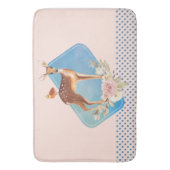 鳥かわいらしとバラの入った茶色の子鹿 バスマット (正面縦)