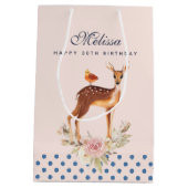 鳥かわいらしとバラの入った茶色の子鹿 ミディアムペーパーバッグ (裏面)