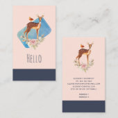 鳥かわいらしとバラの入った茶色の子鹿 名刺 (正面/裏面)