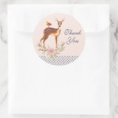 鳥かわいらしとバラの茶色の子鹿 ラウンドシール (バッグ)