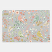 鳥かわいらしと花 ラッピングペーパーシート (正面3)