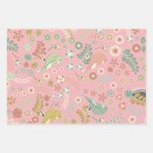 鳥かわいらしと花 ラッピングペーパーシート (正面2)