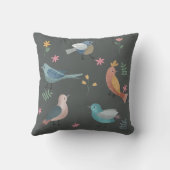 鳥かわいらし花デザイン クッション (裏面)