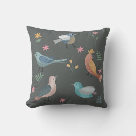 鳥かわいらし花デザイン クッション