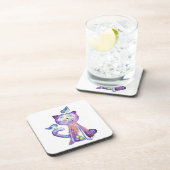 鳥がお洒落いる可愛い紫猫 コースター (右側)