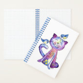 鳥がお洒落いる可愛い紫猫 ノートブック (内側)