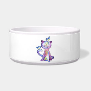 鳥がお洒落いる可愛い紫猫 ボウル
