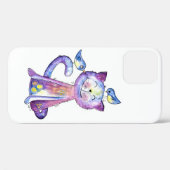 鳥がお洒落いる可愛い紫猫 Case-Mate iPhoneケース (裏面 (横))