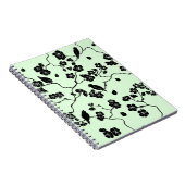 鳥がさくらんぼに咲き黒とミントグリーン ノートブック (右側)