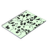 鳥がさくらんぼに咲き黒とミントグリーン ノートブック (左側)