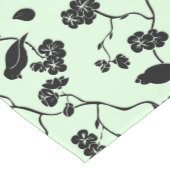 鳥がさくらんぼに咲き黒とミントグリーン ミディアムテーブルランナー (コーナー)