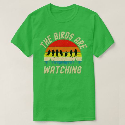 鳥がアメリカの鳥の群れを起こすのを見ている Tシャツ (デザイン正面)