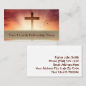 鳥がオレンジ色のサンセットスカイチャーチパスターを渡る 名刺 (正面/裏面)