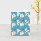 鳥がコーヒーを飲む カード (黄色い花)