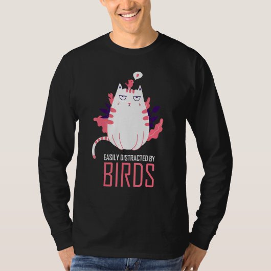 鳥がバードウォッチングBを見て簡単に気を散らす Tシャツ (正面)