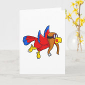 鳥がパイロットとして飛んでいる カード (黄色い花)