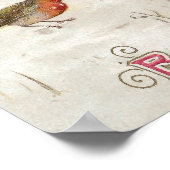 鳥がランタンにシェルターを見つけるヴィンテージクリスマス ポスター (角)