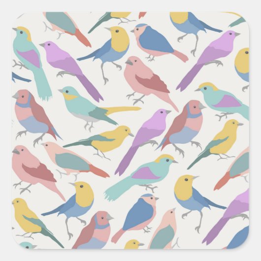 鳥が一緒に動物の正方形のシール スクエアシール (正面)
