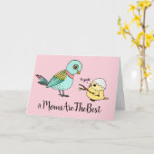 鳥が付いているおもしろいな母の日の挨拶状 カード (黄色い花)