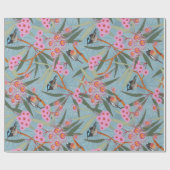鳥が付いているオーストラリアのユーカリの花 ラッピングペーパー (フラット)