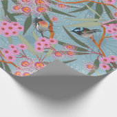 鳥が付いているオーストラリアのユーカリの花 ラッピングペーパー (角)