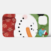 鳥が付いているクリスマスの雪だるま Case-Mate iPhoneケース (裏面 (横))