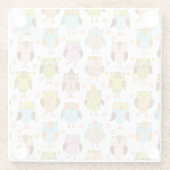 鳥が付いているパターン ガラスコースター (裏面)