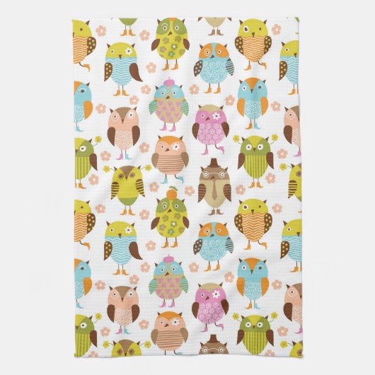 鳥が付いているパターン キッチンタオル (縦)