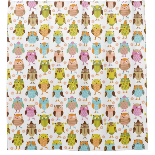 鳥が付いているパターン シャワーカーテン (正面)