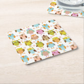 鳥が付いているパターン スクエアペーパーコースター (アングル)