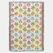 鳥が付いているパターン スローブランケット (正面縦)