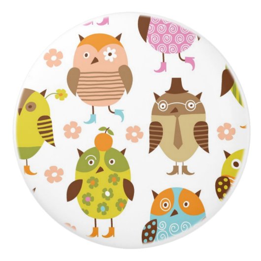 鳥が付いているパターン セラミックノブ (正面)