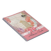 鳥が付いているヴィンテージの水彩画の花 ノートブック (右側)