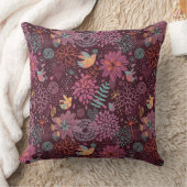 鳥が付いている抽象的な花パターン クッション (ブランケット)