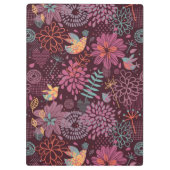 鳥が付いている抽象的な花パターン クリップボード (裏面)