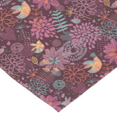 鳥が付いている抽象的な花パターン ショートテーブルランナー (コーナー)