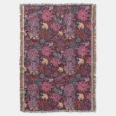 鳥が付いている抽象的な花パターン スローブランケット (正面縦)