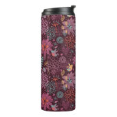 鳥が付いている抽象的な花パターン タンブラー (回転左)