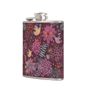 鳥が付いている抽象的な花パターン フラスク (左)