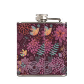 鳥が付いている抽象的な花パターン フラスク (裏面)