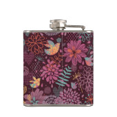 鳥が付いている抽象的な花パターン フラスク (裏面)