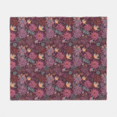 鳥が付いている抽象的な花パターン フリースブランケット (正面(横))