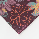 鳥が付いている抽象的な花パターン フリースブランケット (角)