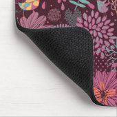 鳥が付いている抽象的な花パターン マウスパッド (コーナー)