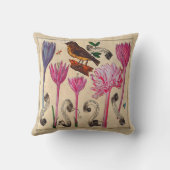 鳥が付いている旧式でフランスのな植物の花柄 クッション (裏面)