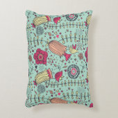 鳥が付いている漫画の花パターン アクセントクッション (正面(垂直))