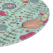 鳥が付いている漫画の花パターン カッティングボード (角)