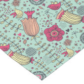 鳥が付いている漫画の花パターン ショートテーブルランナー (コーナー)