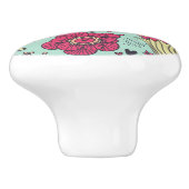 鳥が付いている漫画の花パターン セラミックノブ (側面)