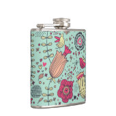 鳥が付いている漫画の花パターン フラスク (右)